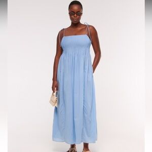 Abercrombie Light Blue Pintuck Flowy Maxi Dress